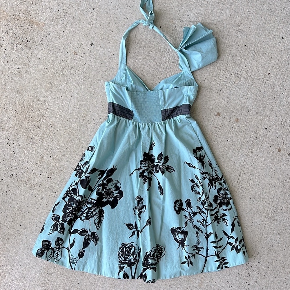 Anthropologie Nathalie Lete Paris Stemmed Sweetbriar Blue Halter Dress Size 4 - Picture 8 of 11